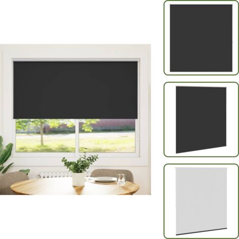 Persianas para oficina - vidaXL Estor enrollable opaco 164,4x175 cm, tela, ancho 160 cm, negro - Persianas con revestimiento plateado