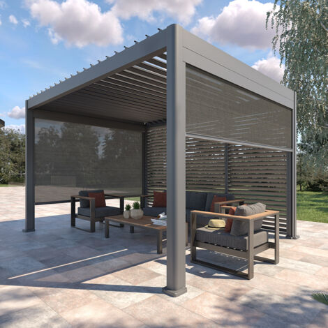 Persienne pour pergola bioclimatique Evora - 1 3 côté - 1,2 x 2,3 m Graphite - Hespéride