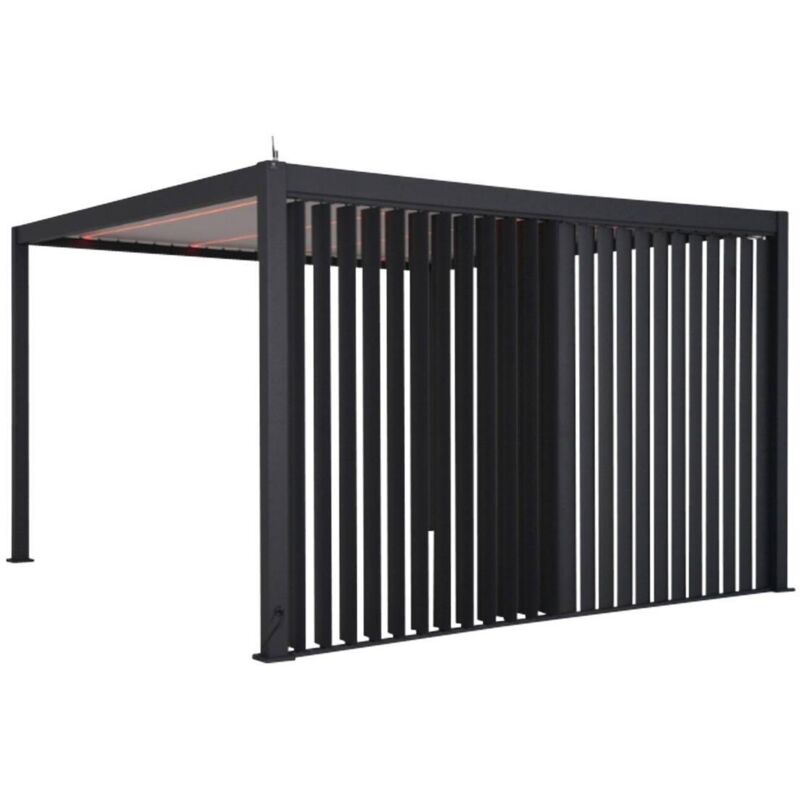 HESPERIDE Persienne verticale pour pergola Evora c&ocirc;t&eacute; 3 m Graphite - Hesp&eacute;ride