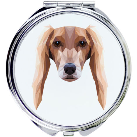 Persischer Windhund, Saluki - Spiegel mit Foto und geometrischer Aufschrift von Art-Dog