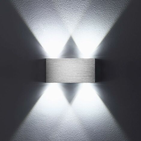 Persönlichkeit LED Wandleuchte Kaltes Weiß 4W Moderne Stil Wandleuchte Aluminium Deckenleuchte für Schlafzimmer Wohnzimmer Bad Flur Treppe (Silber)