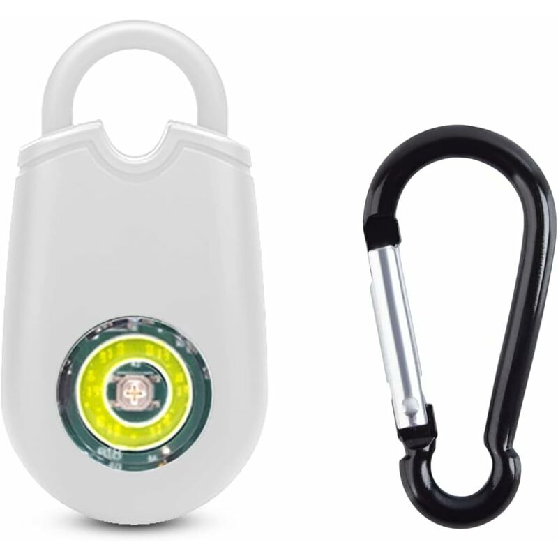 Personal Pocket Alarm for Women - Treero - Self-Defense - Key Chain - Pocket Alarm - 130 Db - with Led Light - for Women and Girls - White - Gdrhvfd
