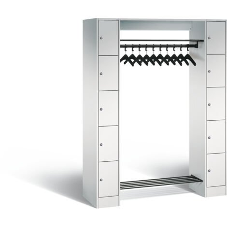 Personalgarderobe m.Kleiderbügelstange H1950xB1430xT480mm lichtgrau 5x2 Abt.
