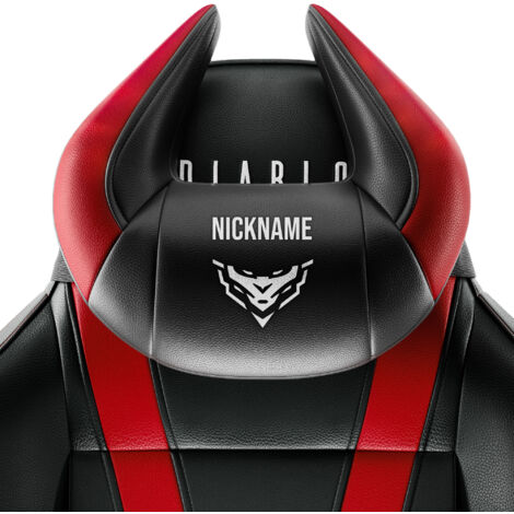 Personalisierte Kopfstütze Diablo Chairs X-Horn: Schwarz-Rot
