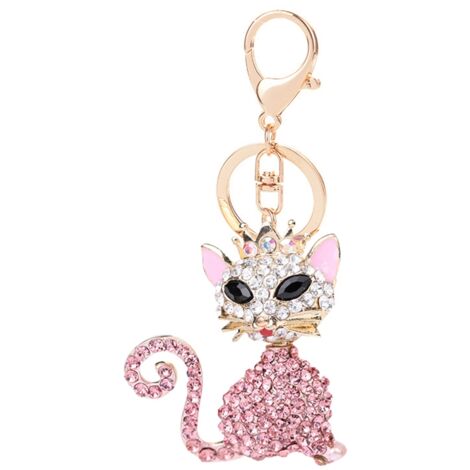 Personalisierter Anhänger aus der Tierserie – Niedliche Katzen-Taschendekoration (CHY-5218 Rosa)