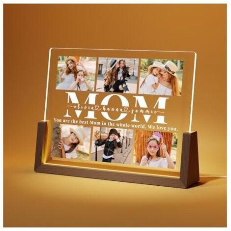 Personalisierter Fotorahmen als Geschenk für die Mutter – Personalisierte Lampe mit Foto – Geschenkidee zum Muttertag – Muttertagsgeschenk (anpassbare Fotos, 6 Fotos) … DEBUNS