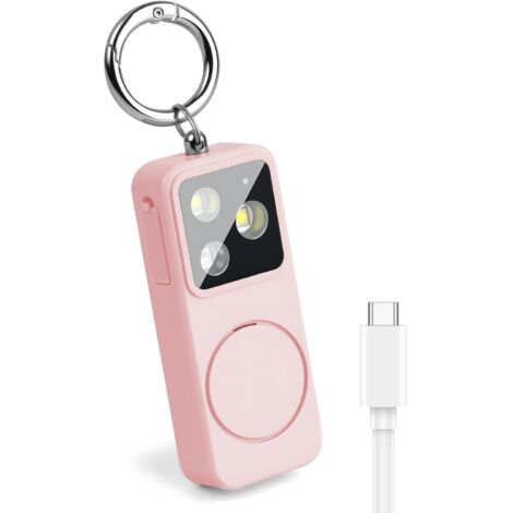 Personenalarm mit LED-Licht, 150 dB lautem Alarmton, Pfeife und persönlichem Alarm, leistungsstarker Taschenlampe, Taschenalarm, Pink