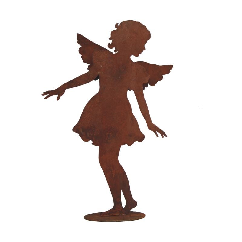 Jardinex - Personnage Ange métal rouillé H.104 cm : déco jardin - Rouille