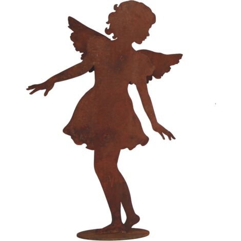Personnage Ange métal rouillé H.104 cm : déco jardin - Rouille
