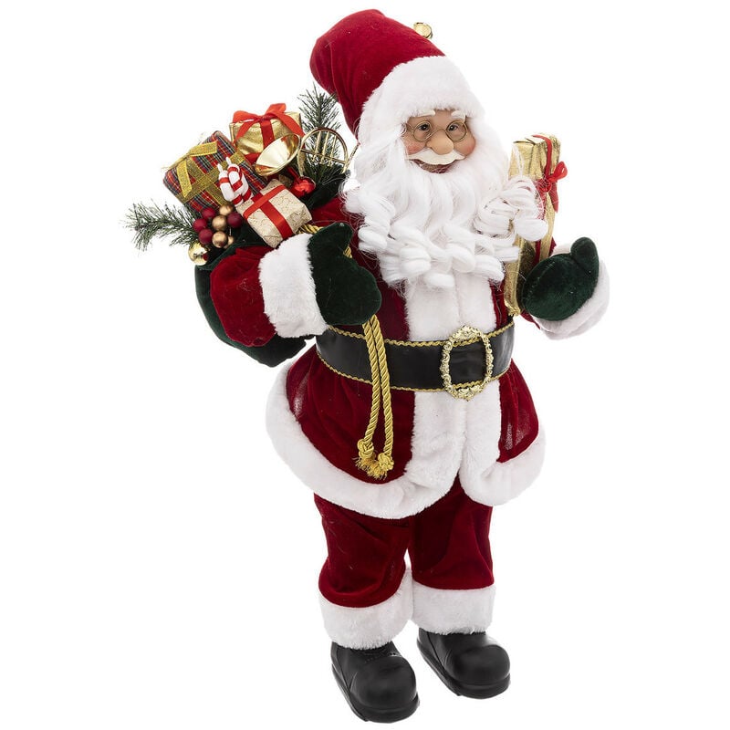 Père Noël traditionnel en velours rouge et fourrure blanche h 60 cm - Feeric Christmas