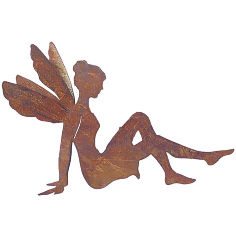 Personnage Fée métal rouillé H.70 cm : déco jardin - Rouille