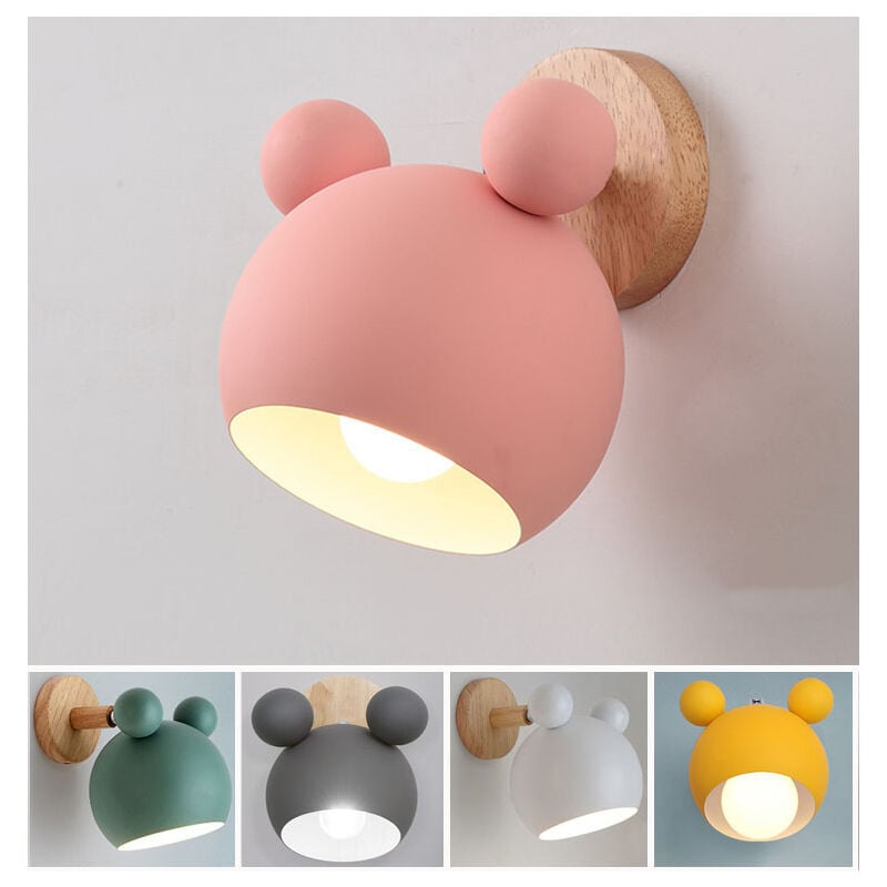 Rapanda - Personnalité créative Mickey applique murale bûche (Rose, Sans Source de Lumière)