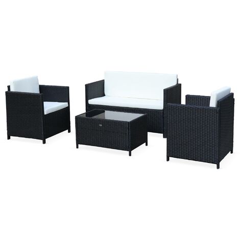 Perugia 4 Seater Garden Sofa Set Black Off White Wk3101lqbk - Merano 4 Seater Rattan Effect Patio Furniture Set Perugia 4 Seater Garden Sofa Set Black Off White Wk3101lqbk - Merano 4 Seater Rattan Effect Patio Furniture Set