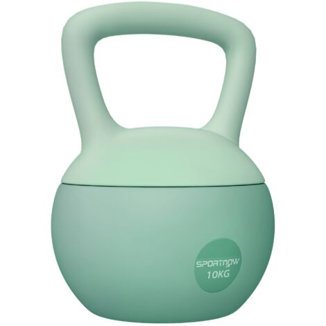 Pesa rusa 10 kg kettlebell relleno de arena metálica y mango antideslizante para entrenamiento culturismo en casa gimnasio 21x21x30 cm verde