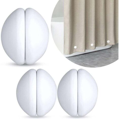 Pesas magnéticas para cortina de ducha, base lastrada con revestimiento de silicona inoxidable, evitan que la cortina se mueva con el viento, aptas para cortinas y manteles (blanco, 3 pares)