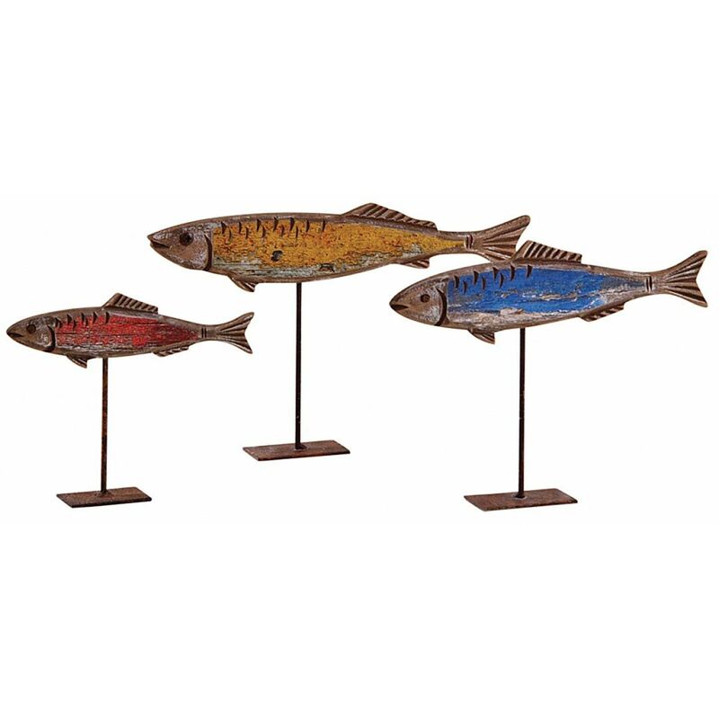 Image of Aubry Gaspard - Pesce di legno colorato su gambe (set di 3)