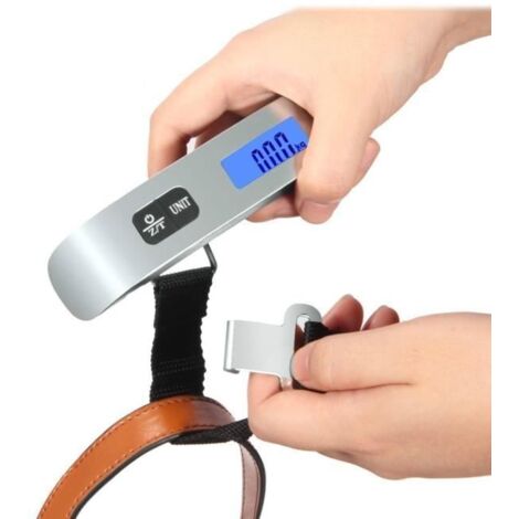 Pèse Bagage Electronique/ Balance numérique Portable/ Peson de voyage/Balance suspendant Max 50 kg avez LCD Bleu Rétro-clairé Gris