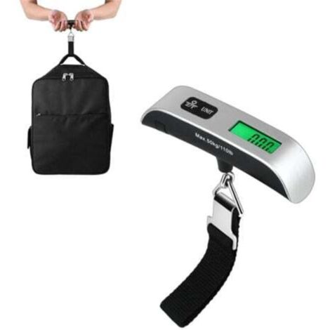 Pèse-bagages électronique, balance de valise portable, fonction de mesure de la température, jusqu'à 50 kg/110 lbs