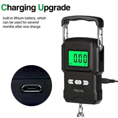 Pèse-bagages, pèse-bagages, écran LCD, balance suspendue LCD, 75 kg (165 lbs)