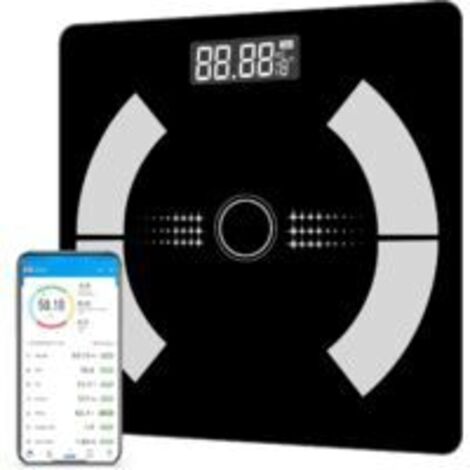 Pèse personne de salle de bain – Balance connectée avec 12 données corporelles – Alimentation par 2 piles AAA – Synchronisation Bluetooth