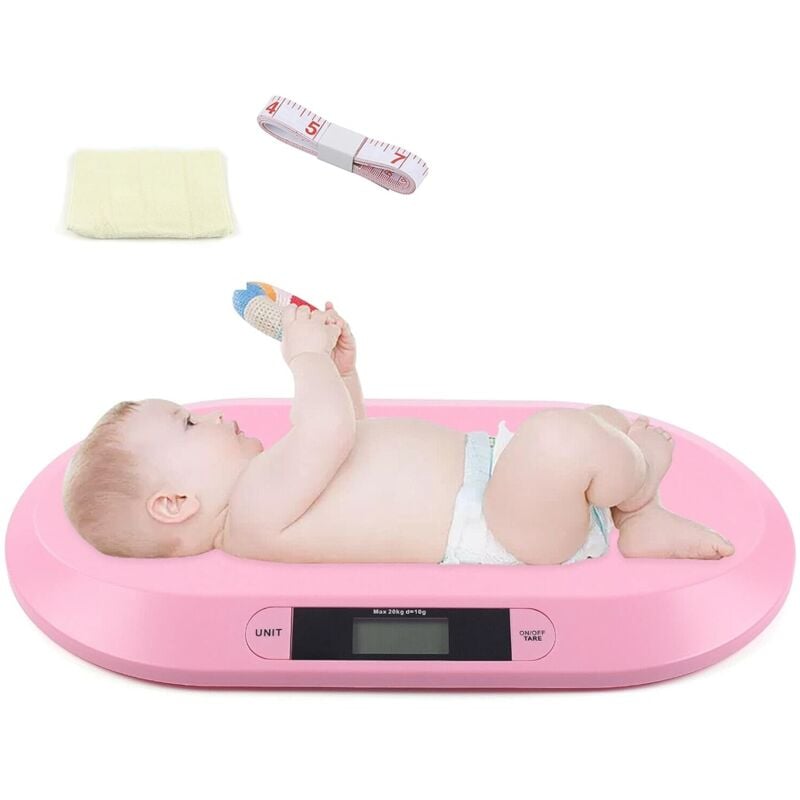 Pèse-personne électronique 20 kg/44LBS Balance numérique pour bébé avec écran lcd et serviette et support