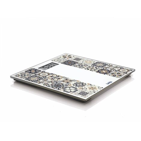 Pèse-personne électronique rechargeable LAICA Design inspiré des flocons - Chargement USB, verre trempé, grand écran LCD, design fin, pèse-personne marron