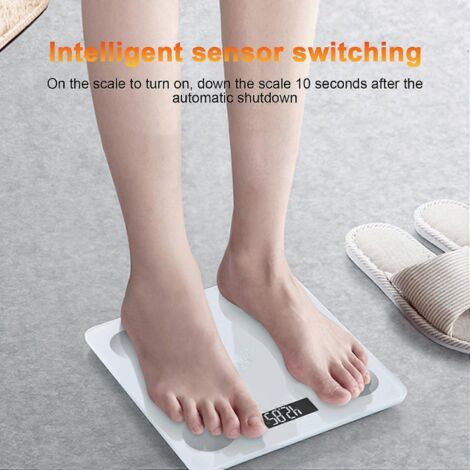 Pèse-personne intelligent Bluetooth haute précision, balance impédancemètre connectée pour usage domestique, mesure du poids et du taux de graisse corporelle, électronique précise et fiable.