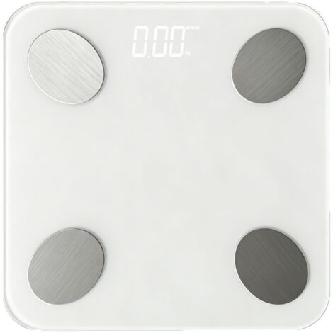 Pèse-personne intelligent ZH986 : Bluetooth, mesure graisse/eau/calories, 180kg, 28x28cm, batterie/Type-C, couleurs nacre