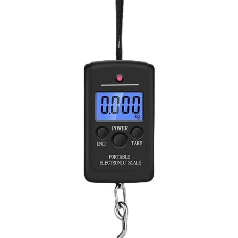 Pèse-personne portable avec écran LCD rétroéclairé 40 kg Balance électronique Pèse-bagages (noir)