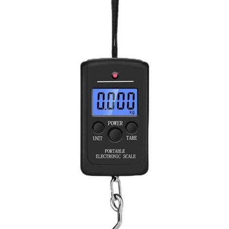 Pèse-personne portable avec écran LCD rétroéclairé 40 kg Balance électronique Pèse-bagages (noir)