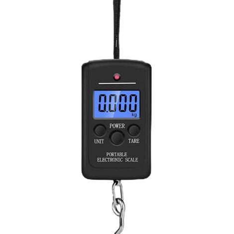 Pèse-personne portable avec écran LCD rétroéclairé 40 kg Balance électronique Pèse-bagages (noir)