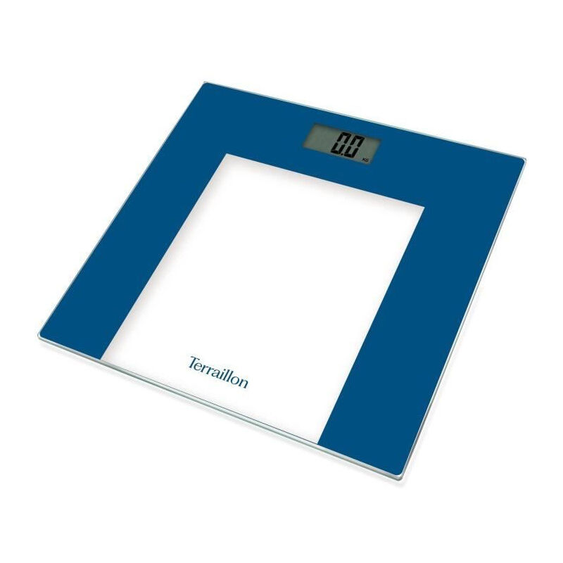 Pese personne - TERRAILLON - TP1000 - éléctronique - Bleu - Capacité 150 Kg - Plateau Verre - 30x30 cm