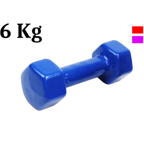 Peso palestra 6kg manubrio antiscivolo esagonale gommato allenamento fitness