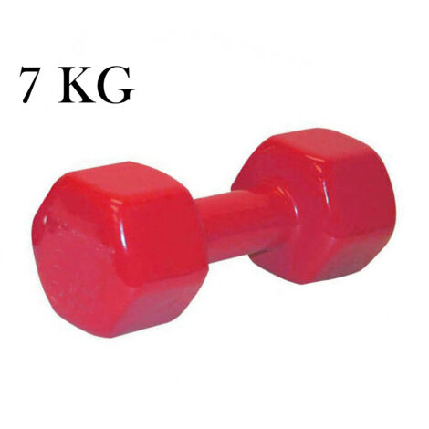 Peso Palestra 7kg Manubrio Esagonale Gommato Antiscivolo Allenamento Fitness