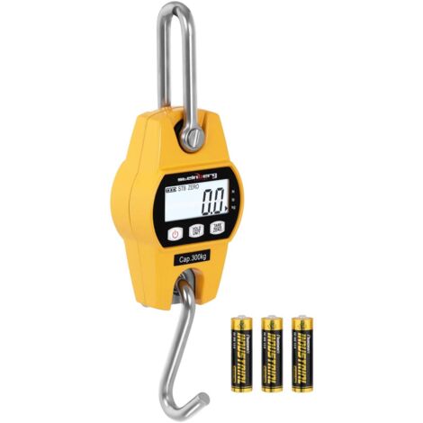 Peson Électronique Digital Balance Industrielle Crochet LCD Jaune 300kg ±100g - Jaune