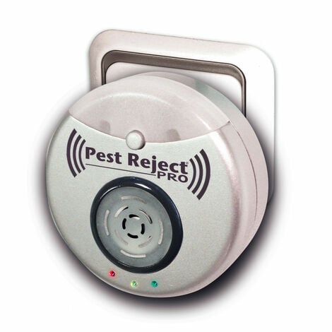 Pest Reject Pro Repulse power - VENTEO - Répulsif nuisibles - Ultrasons et électromagnétisme - Couleur gris - Couverture de votre maison de 200m² - Veilleuse intégrée - Gris