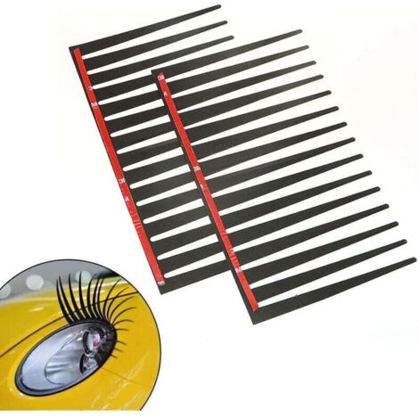 Pestañas para coche, pegatinas para faros delanteros, color negro, 2 pares