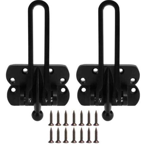 Pestillo antirrobo para puerta fabricado en aleación de aluminio, cadena de seguridad, perno tipo S, sistema antibloqueo (negro), 2 juegos