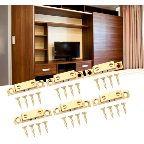 Pestillo de doble bola de 60 mm en bronce dorado para puertas de armarios y estantes (6 piezas con tornillos)