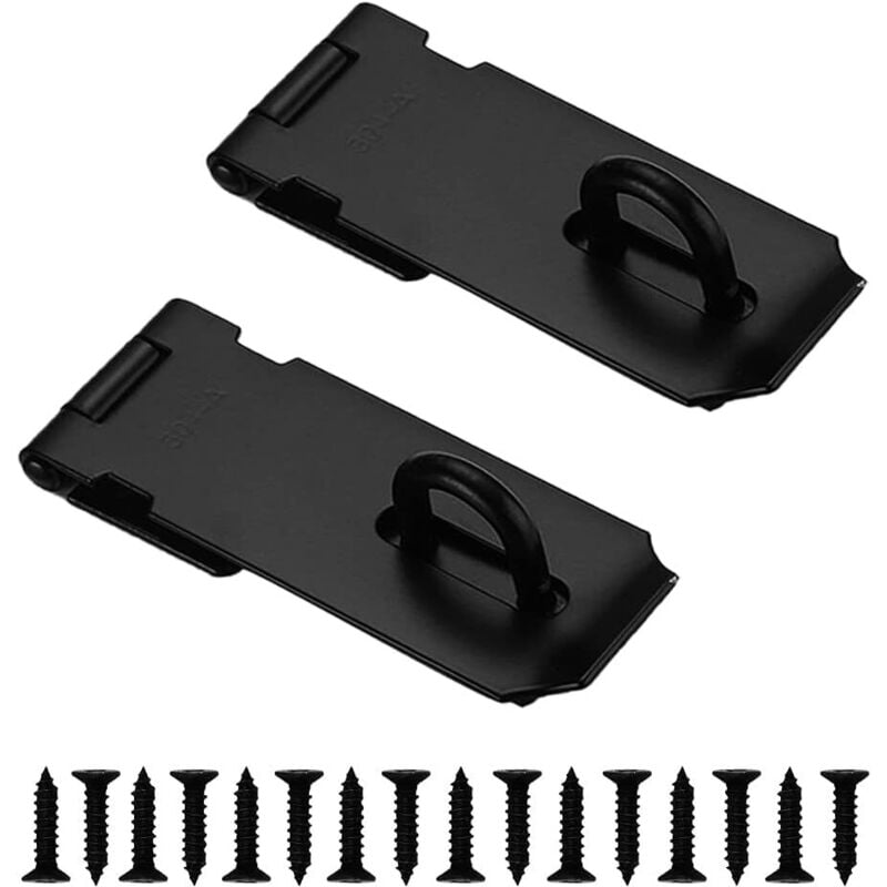 Pestillo de puerta de 2 piezas con tornillos, pestillo resistente de acero inoxidable con acabado negro mate