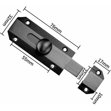 Pestillo de seguridad con perno de latón macizo, pestillo de puerta ultrarresistente, negro,