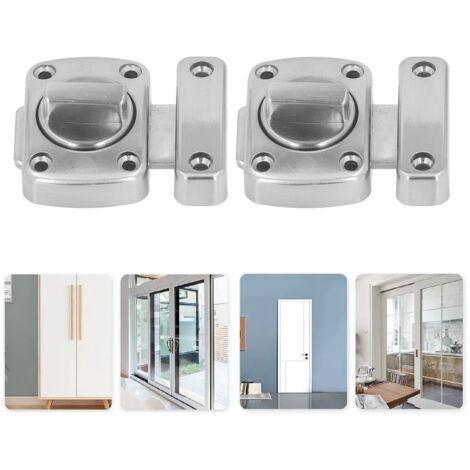 Pestillo giratorio con cierre de cerrojo – sistema de cierre de zinc – 2 pestillos + 12 tornillos – puertas, muebles, plata
