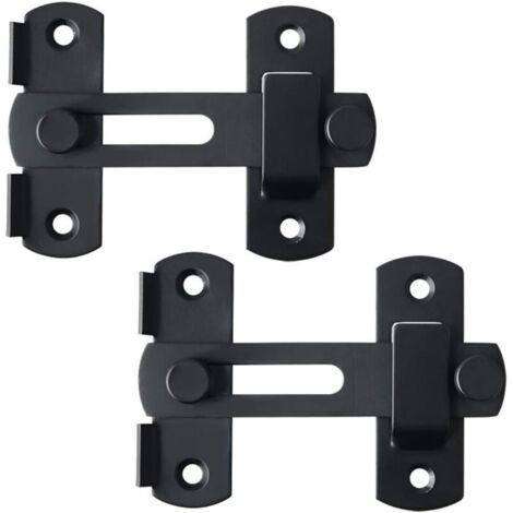 Pestillo para puerta corredera, cerradura de puerta, cerradura de inclinación, cerradura de hebilla con tornillos para puerta, ventana, muebles y jardín, acero inoxidable negro mate, 2 piezas
