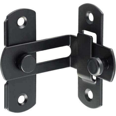 Pestillo para puerta corredera, pestillo de 90 grados con tornillos, placa de cierre en ángulo recto, acabado negro mate, acero inoxidable.