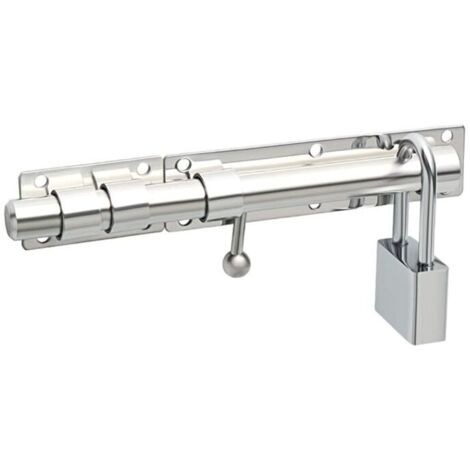 Pestillo para puerta corrediza (candado no incluido) Cerradura de puerta de cilindro Cerradura de puerta exterior con orificio para candado, acabado cromado en acero inoxidable