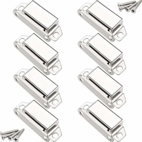 Pestillos magnéticos de 10 kg y 32 tornillos, acero inoxidable 304, para puertas de muebles, armarios y armarios (paquete de 8)
