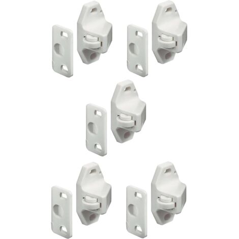 pestillos universales de rodillo blanco con contrapieza atornillable para puerta de mueble o armario.