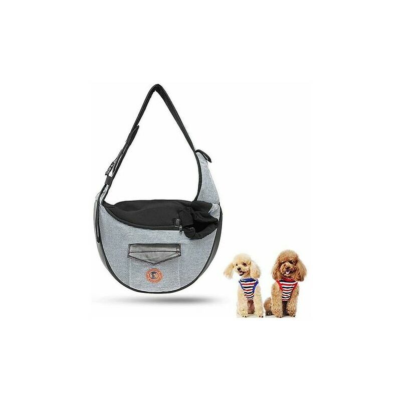 Pet Bag, Sac de Transport pour Chats et Chiens, avec Sac à Bandoulière, Transport Mains Libres, Gris 28x36cm