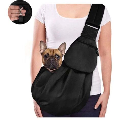 Pet bag, waterproof hands-free messenger bag for dogs and cats for outdoor travel (black)