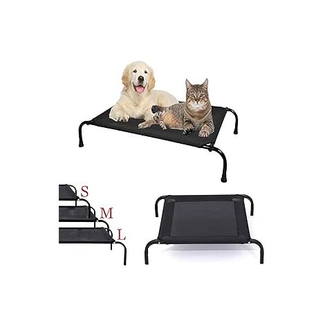 PawHut 44 Cooling Elevated Dog Bed, Foldable Raised Pet Cot, with Breathable Mesh, Indoor Outdoor Use, for Small & Medium Dog, Black